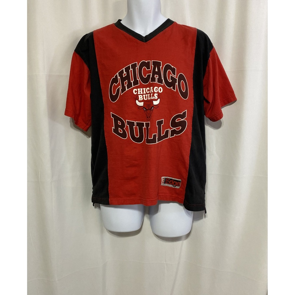 Pro Edge Chicago Bulls Shirt Mens‎ Medium Red Black Good 1997 Vintage Colorblock